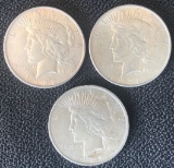 (3) 1922 US Peace Silver Dollars