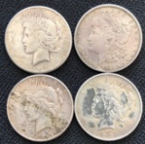 (4) US Silver Dollars -- Morgan and Peace