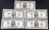 (5) Series 1950 United States $5 Federal Reserve Notes