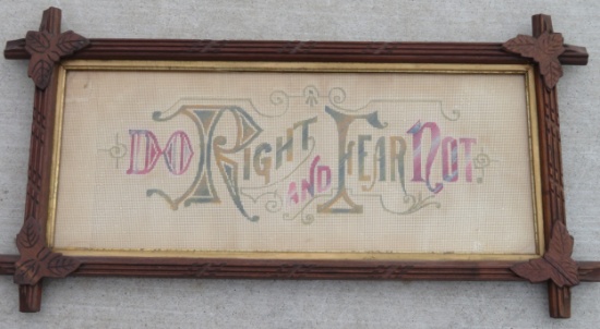 VINTAGE "DO RIGHT AND FEAR NOT" - NEEDLE POINT PICTURE