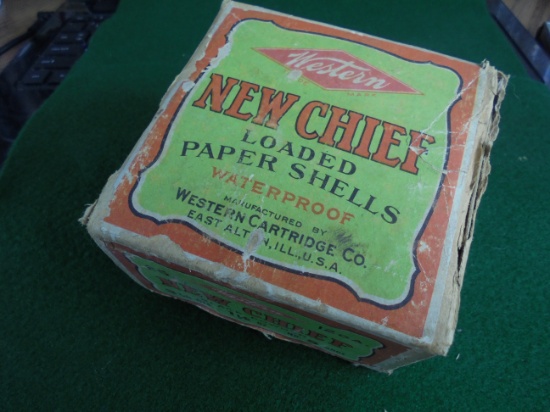 OLD TWO PIECE WESTERN "NEW CHIEF" SHELL BOX-WITH GRAPHICS