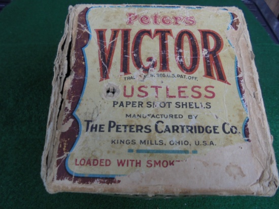 OLD "VICTOR" TWO PIECE SHOTGUN SHELL BOX-FAIR AMOUNT OF WEAR WITH SOME GRAPHICS