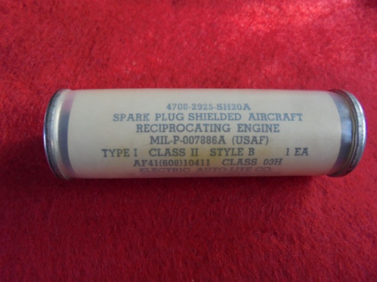OLD AUTO-LITE AIRCRAFT SPARK PLUG STILL IN SEALED TUBE-USAF RECIPROCATING ENGINE TYPE