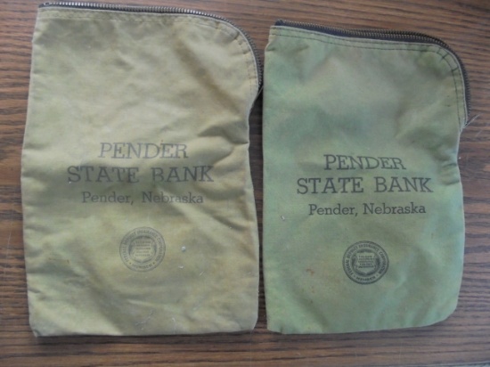 (2) OLD PENDER NEBRASKA BANK BAGS