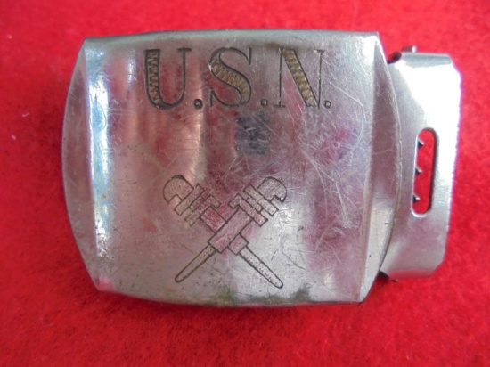 OLD USN OR NAVY BELT BUCKLE