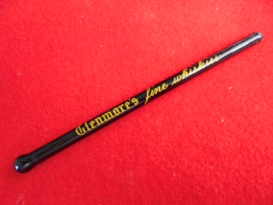 OLD GLASS ADVERTISING SWIZZLE STICK "GLENMORE'S FINE WHISKEY"