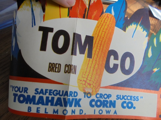 VINTAGE "TOMCO SEED CORN" KIDS COLORFUL HEADRESS-BELMOND IOWA SEED CO.-GREAT FARM RELATED ADVERTISIN