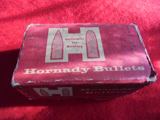 ALMOST FULL BOX OF HORNADY 38 CAL. BULLETS FOR RELOADING