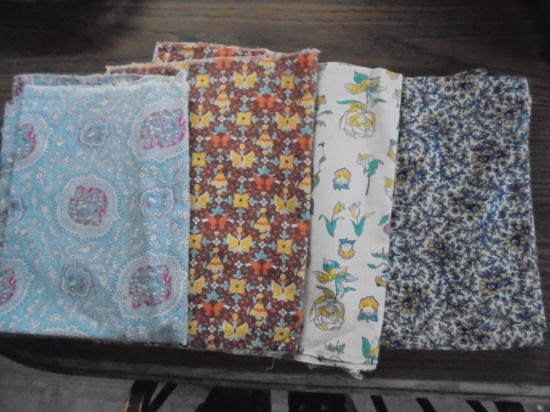 4 OLD PIECE OF UNUSED SEWING FABRIC-DIFFERENT COLORS