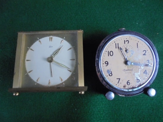 TWO OLD ALARM TYPE CLOCKS-ONE SEEMS WORKING