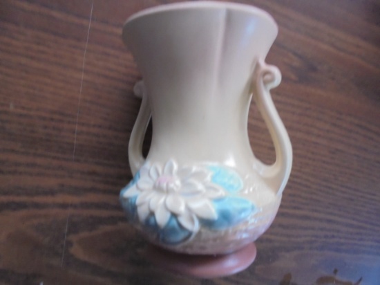 OLD "HULL ART" VASE WITH HANDLES-6 1/2 INCHES TALL-LOOKS GOOD
