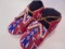 SET OF CHILDS MOCCASINS IN RED-WHITE-BLUE BEADWORK-FULLY BEADED