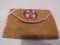 SMALL LEATHER COIN PURSE WITH FLORAL DESIGN BEADWORK