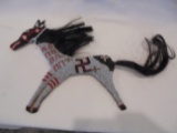 BEADED HORSE WITH HORSE HAIR TRIM-10 INCHES OVERALL