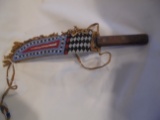 GREAT HAND MADE KNIFE IN A BEADED SHEATH-NEAT SET