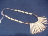 24 INCH BONE AND SILVER NECKLACE