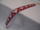 RED & WHITE QUILL WORK HAT BAND-ABOUT 33 INCHES LONG