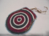 SMALL BEADED BAG--4 1/2 BY 4 INCHES-CIRCLE DESIGN