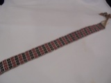 22 INCH BY 2 INCH BAND OF LOOM WOVEN BEADS--RED AND BLACK