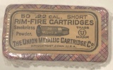 VINTAGE SEALED BOX OF .22 MUSHROOM RIM FIRE CARTRIDGES