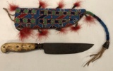 BEADED SHEATH WITH KNIFE