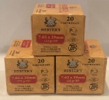 (3) BOXES OF HERTER'S 7.62X39MM -- 122 GR. HP