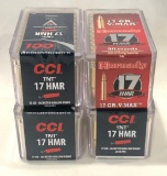 (4) FULL BOXES OF 17 HMR -- CCI & HORNADY