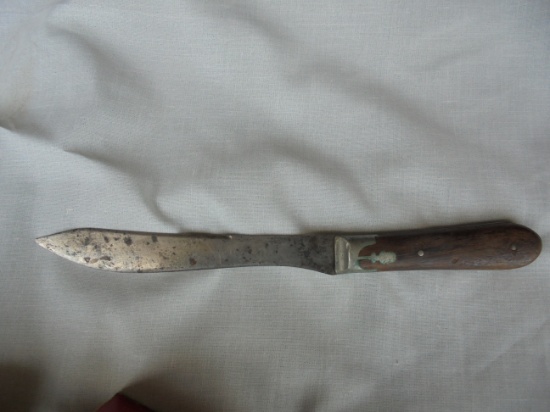 OLD 11 INCH FIXED BLADE KNIFE WITH FANCY HANDLE AND DETAIL