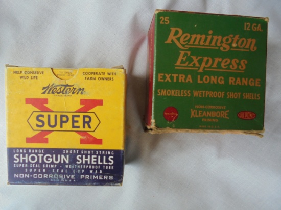 TWO OLD SHOTGUN SHELL BOXES--ONE WITH SOME SHELLS