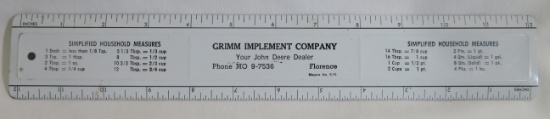 John Deere "Grimm Implement Company - Florence, MO" Advertising Ruler