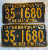 SET OF 1960 NEBRASKA BEEF STATE LICENSE PLATES
