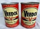 LOT OF (2) QUART VEEDOL OIL TINS - N.O.S.