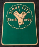 SIOUX CITY STOCK YARDS - METAL ADVERTISING SIGN