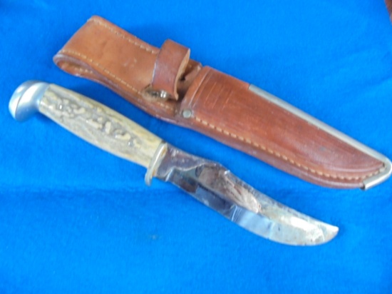 OLD "CASE" MARKED FIXED BLADE KNIFE WITH MATCHING LEATHER SHEATH