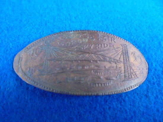 1933 WORLD FAIR "SKY RIDE" COPPER TOKEN OR SOUVENIR-LOOKS LIKE A FLAT PENNY