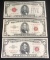 (3) Red Seal $5.00 US Notes - Series 1928-E, 1953, and 1963