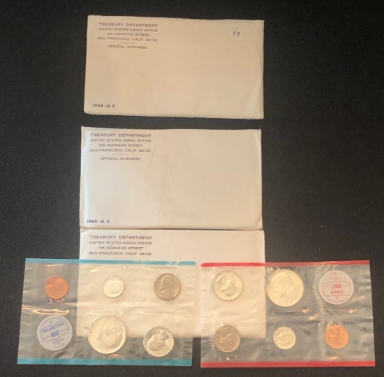(3) 1964 United States Uncirculated Mint Sets