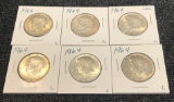 (6) 90% Silver Kennedy Half Dollars - 1964 & 1964-D