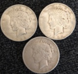 (3) 1922-D Peace Silver Dollars