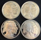(4) Buffalo Silver Bullion Rounds -- 1 Ounce of .999 Silver