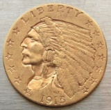1915 $2.5 Indian Head Gold Quarter Eagle