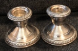 Vintage Pair of Sterling Silver Weighted Candle Holders