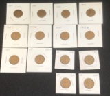 Collection of (14) Wheat Cents in Coin Flips