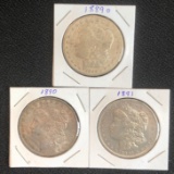 (3) US Morgan Silver Dollars -- 1889-O, 1890, & 1891