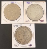 (3) US Morgan Silver Dollars -- 1882-O, 1885-S, and 1898-S
