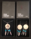 Buffalo Nickel Earring & Necklace Set -- Navajo Handcrafts Sterling Silver