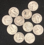 (11) Standing Liberty Quarters - Worn Dates