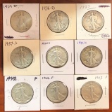 (9) Walking Liberty Half Dollars