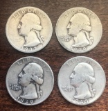 (4) Washington Silver Quarters - 1932, 1939, 1939-D & 1940