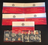 (5) 1987 United State Uncirculated Coin Sets
